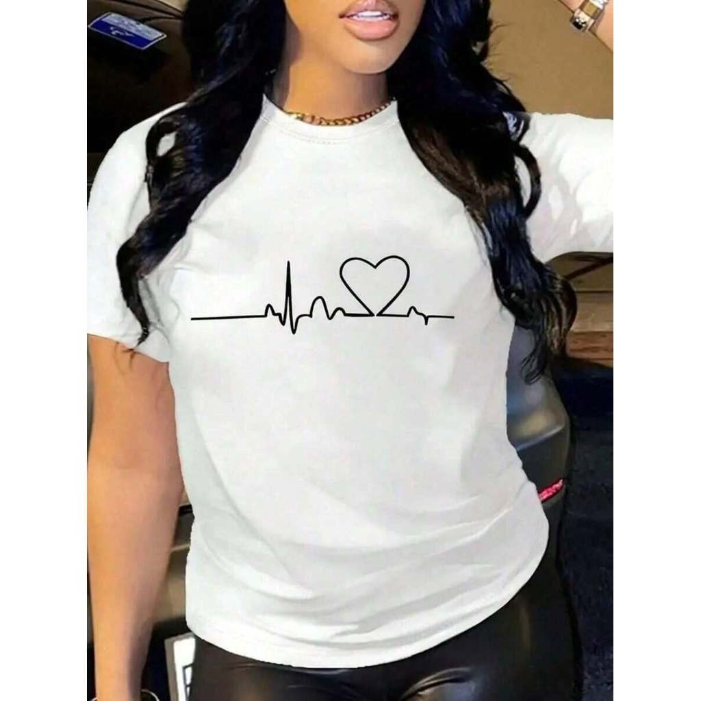 Camiseta Feminina Coração Linha da Vida Camisa 100% Algodão Blusa Moda Casual Malha Premium Camiseta Feminina Coração Linha da Vida Camisa 100% Algodão Blusa Moda Casual Malha Premium - Oferta na Shopee