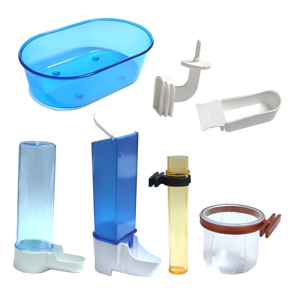 Kit 7 Peças Trinca-ferro, Bebedouro, Comedouro, Banheira Kit 7 Peças Trinca-ferro