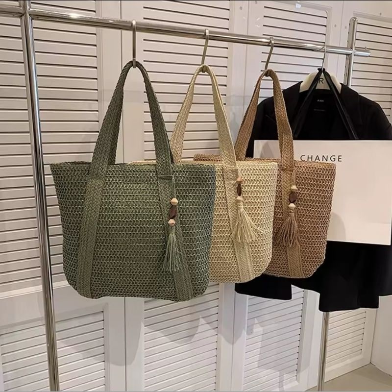 Bolsa da Palha Verão Grande Capacidade Tote Bolsa Feminina Bolsa de Ombro Feita à Mão Fresca Rural Bolsa da Palha Verão Grande Capacidade Tote Bolsa Feminina Bolsa de Ombro Feita à Mão Fresca Rural