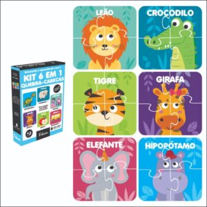 Kit 6 Quebra Cabeça Infantil de Madeira Educativo Pedagógico Lúdico (4 Peças cada) Mdf - Oferta na Shopee