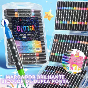 Caneta Marcadora Glitter Dupla Ponta 48/72/96 Cores | Arte