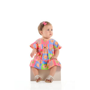 Vestido em Cotton de Manga Evasê Quimby - Oferta na Shopee