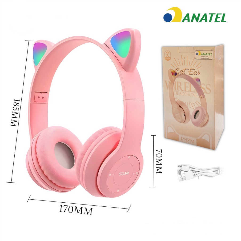 Fones de ouvido de gato com LED sem fio Bluetooth para gatinhos su Fones de ouvido de gato com LED sem fio Bluetooth para gatinhos su - Oferta na Shopee