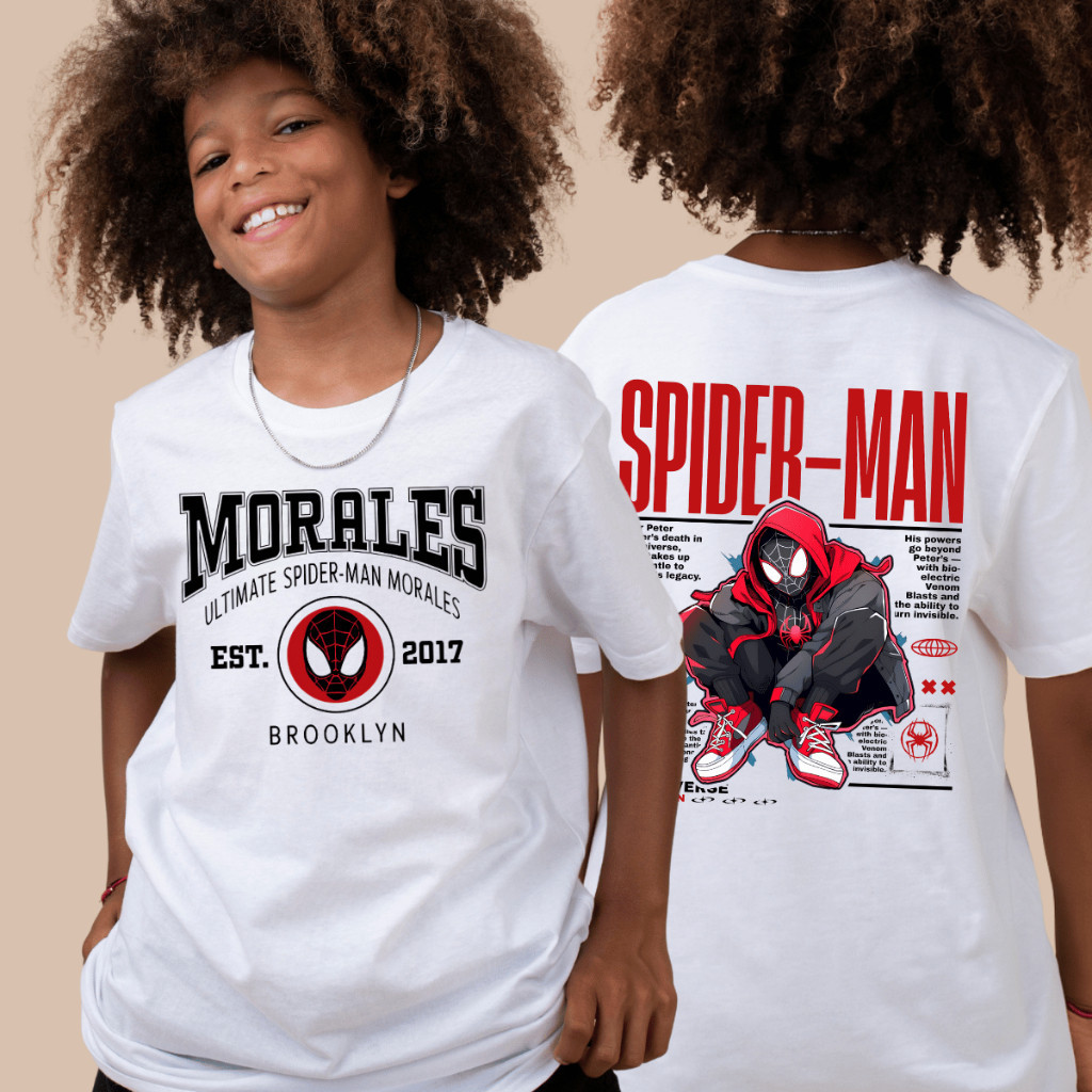 Camisa 30.1 Homem Aranha Miles Moda Infantil Morales Camiseta Criança Malha Algodão Camisa 30.1 Homem Aranha Miles Moda Infantil Morales Camiseta Criança Malha Algodão - Oferta na Shopee