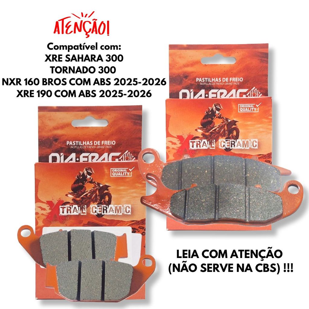 Kit Pastilhas de Freio Nxr 160 Bros Abs 2025-2026 / Xre 190 2025-2026 Cerâmica Sinterizada Diafrag Kit Pastilhas de Freio Nxr 160 Bros Abs 2025-2026 / Xre 190 2025-2026 Cerâmica Sinterizada Diafrag - Oferta na Shopee