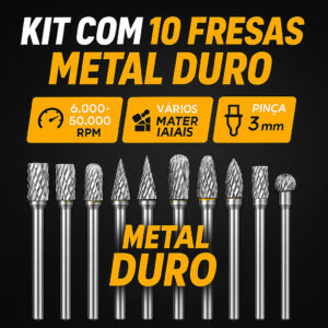 10 Limas Rotativas Cilíndricas Metal Duro Fresa para Madeira