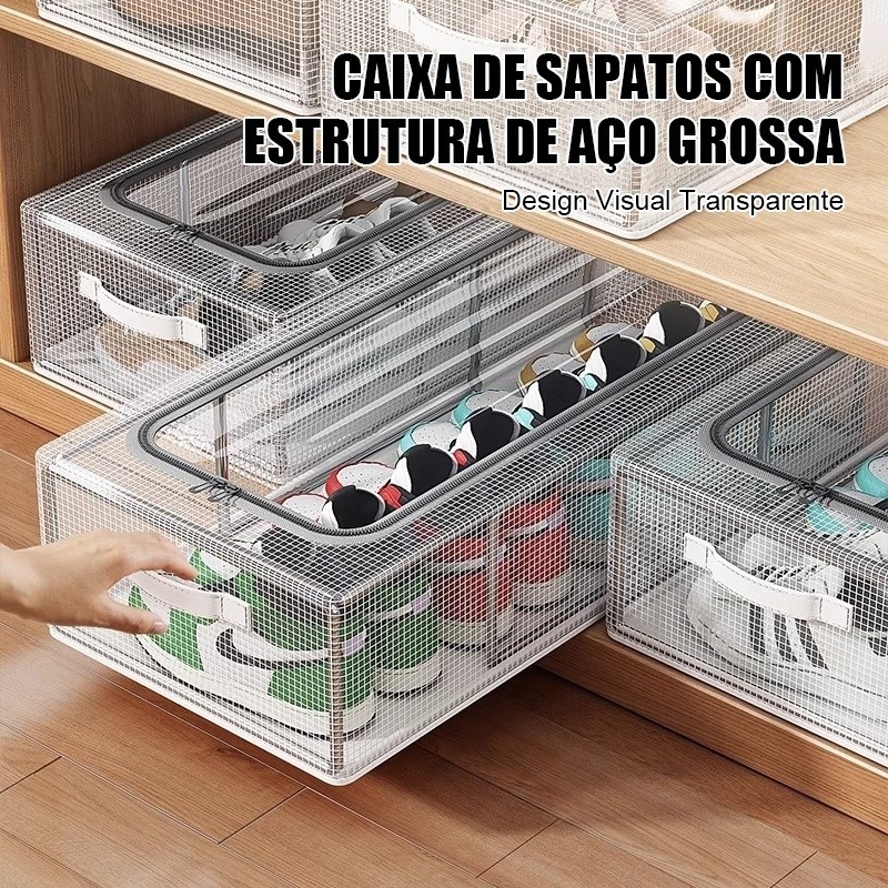 Organizador de Sapatos Premium Dobrável com Janela Transparente e Zíper Organizador de Sapatos Premium Dobrável com Janela Transparente e Zíper - Oferta na Shopee