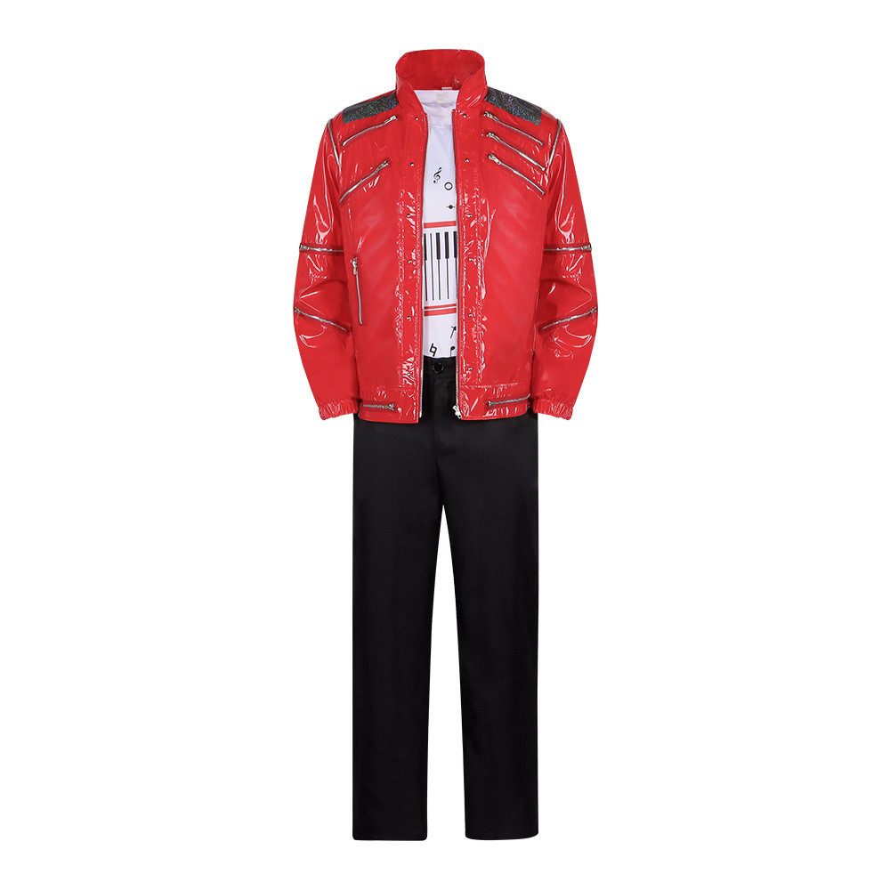 Michael Jackson Jaqueta De Couro Vermelho Palco Cosplay Traje Para Role Play Festa Halloween Desempenho Adulto Super Est Michael Jackson Jaqueta De Couro Vermelho Palco Cosplay Traje Para Role Play Festa Halloween Desempenho Adulto Super Est - Oferta na Shopee