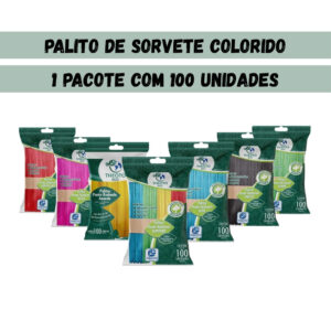Palito de Sorvete Colorido Madeira Ponta Redonda 100UN - Oferta na Shopee