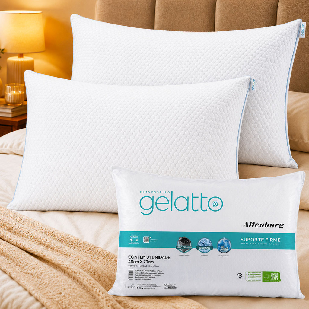 Kit 2 Travesseiro Gelatto 48x70cm Maciez Cama Suporte Firme Kit 2 Travesseiro Gelatto 48x70cm Maciez Cama Suporte Firme