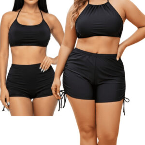 Biquíni Top Alcinha Conjunto Croped E Shorts Cordinha Lateral Sunquini M ao G3 - Oferta na Shopee