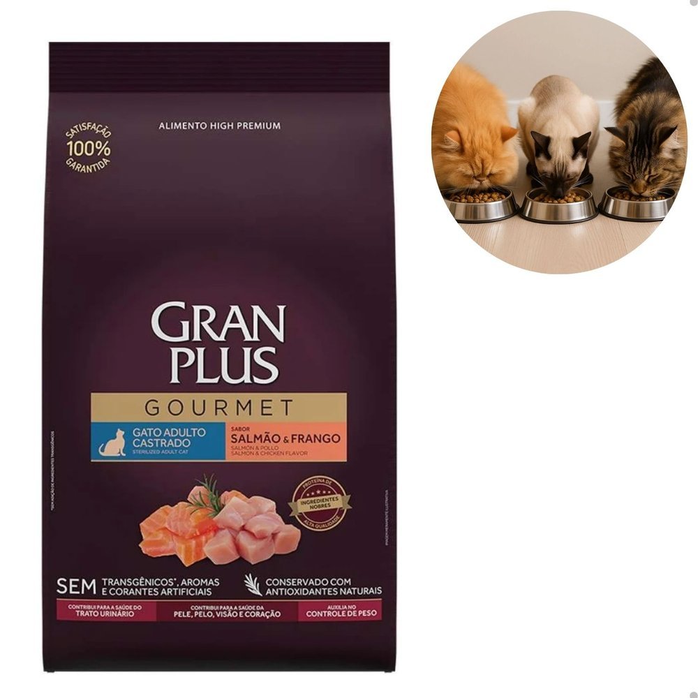 Ração Seca GranPlus Gourmet Salmão & Frango para Gatos Castrados 3kg Ração Seca GranPlus Gourmet Salmão & Frango para Gatos Castrados 3kg - Oferta na Shopee