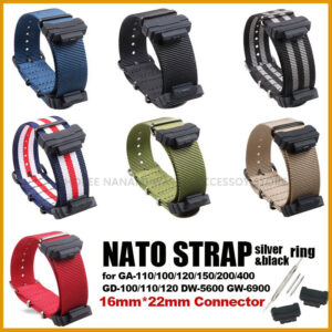 Pulseira De Relógio Militar De Nylon Nato Loop 16mm * 22mm Para GA100 GA200 GLX5600 DW5600/5610 DW6900 G8900 GLS100 Espo - Oferta na Shopee