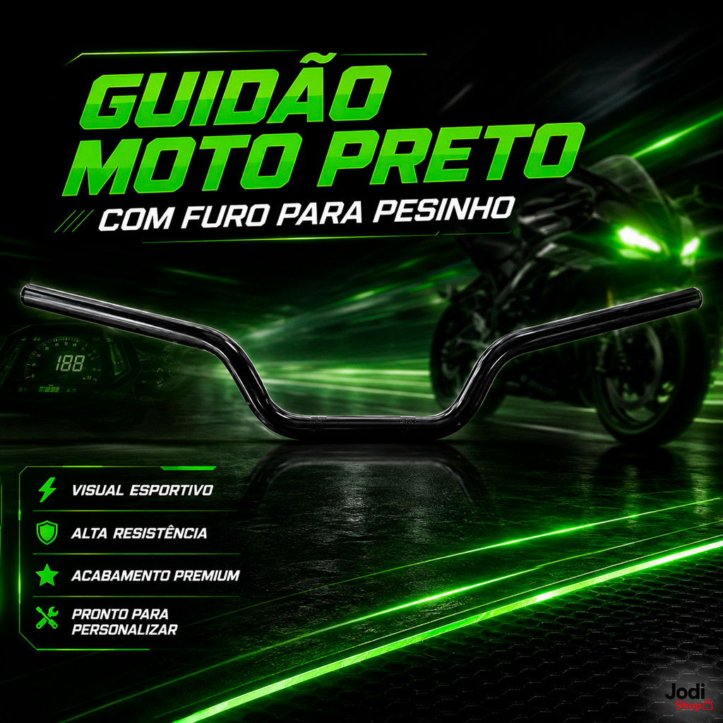 Guidão Preto Fosco Twister Esportivo Com Furo Para Pesinho Moto Guidão Preto Fosco Twister Esportivo Com Furo Para Pesinho Moto