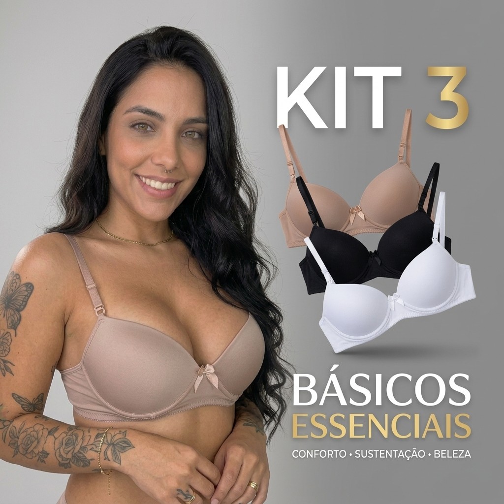 kit c/3 Sutiã Básico Reforçado de Microfibra Com Bojo do P ao GG PROMOÇÃO kit c/3 Sutiã Básico Reforçado de Microfibra Com Bojo do P ao GG PROMOÇÃO