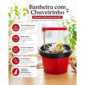 Banheira Pet Para Passarinho Com Chuveiro De Água - Oferta na Shopee