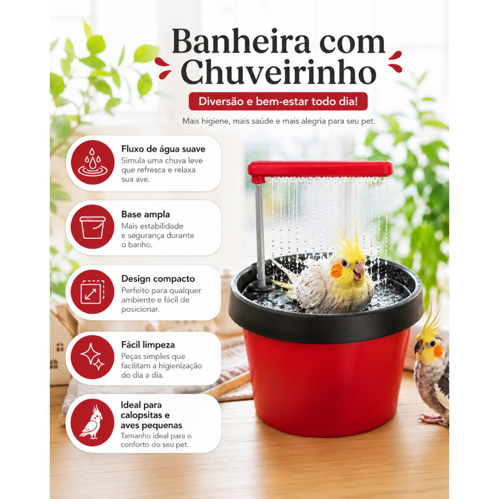 Banheira Pet Para Passarinho Com Chuveiro De Água Banheira Pet Para Passarinho Com Chuveiro De Água - Oferta na Shopee