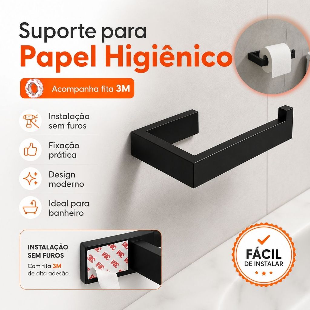 Suporte De Rolo De Papel Higiênico Acessórios Banheiro Lavabo Sem Furar Fita 3M Suporte De Rolo De Papel Higiênico Acessórios Banheiro Lavabo Sem Furar Fita 3M