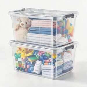 Kit 2 Caixa Organizadora 50L Transparente Com Tampa E Trava Plasvale Grande Multiuso Roupa Brinquedo - Oferta na Shopee