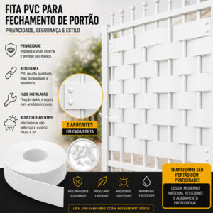 Fita Pvc Fechamento Faixa De Portão Branco 25m X 10cm + 25 Arrebites Faixa De Grades Fácil Instalação Acabamento Premium - Oferta na Shopee