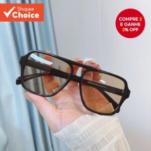 Óculos De Sol Retrô Double Bridge – Lentes Gradientes Quadradas Grandes UV400 - Oferta na Shopee