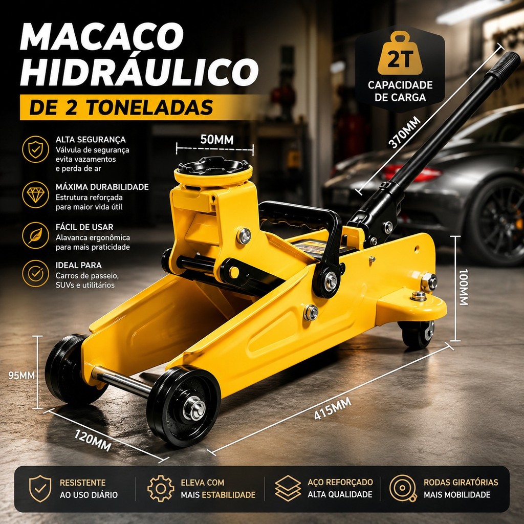 Macaco hidráulico profissional de grande porte, 2T, adequado para oficinas e reparos de veículos. Macaco hidráulico profissional de grande porte, 2T, adequado para oficinas e reparos de veículos.