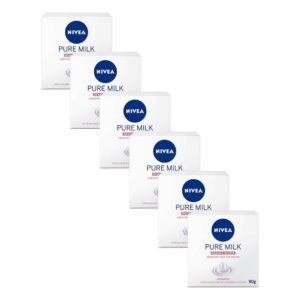 Kit 6 Sabonetes em Barra NIVEA Pure Milk Sensitive 90g - Oferta na Shopee