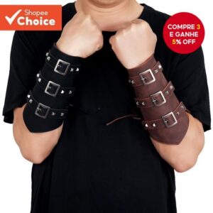 Pulseira De Couro Punk Para Homens Proteção De Braço Antiderrapante - Oferta na Shopee