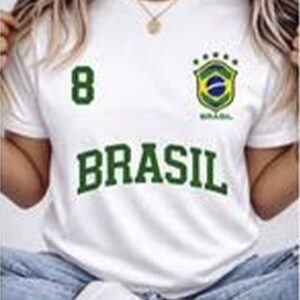 Tshirt Feminina 8 Brasil - Camisa Copa Do Mundo Unissex 100% Algodão Plus Size - Oferta na Shopee
