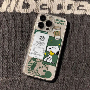 Capinha Capa Para iPhone XR 11 12 13 14 15 16 17 PRO MAX 14 15 16 PLUS Transparente À Prova de Choque Café Snoopy - Oferta na Shopee