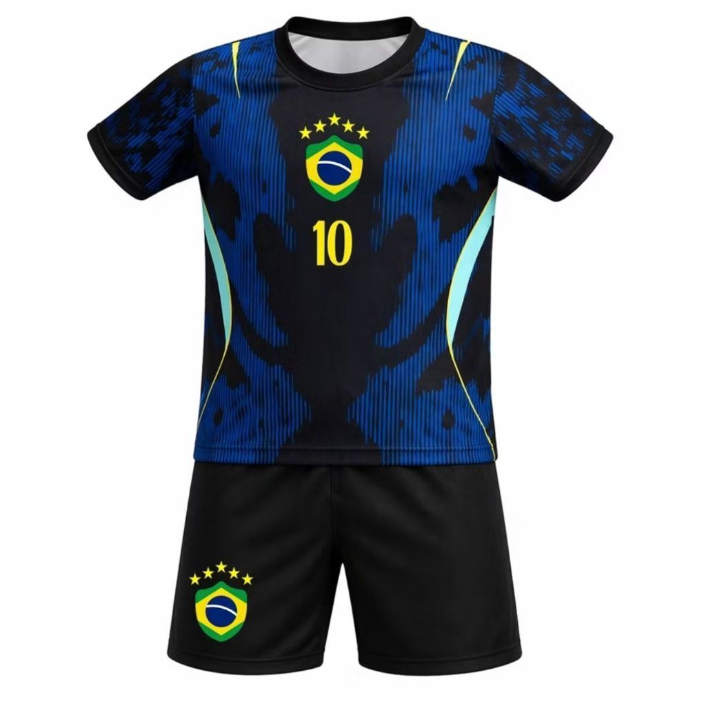 Kit Conjunto Camisa e Short Bordados Brasil infantil juvenil Kit Conjunto Camisa e Short Bordados Brasil infantil juvenil