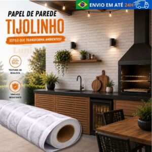 Papel de Parede Tijolinho Branco Tijolo para Quarto Sala Adesivo 5M x 45cm Autocolante Decoração Envelopamento - Oferta na Shopee