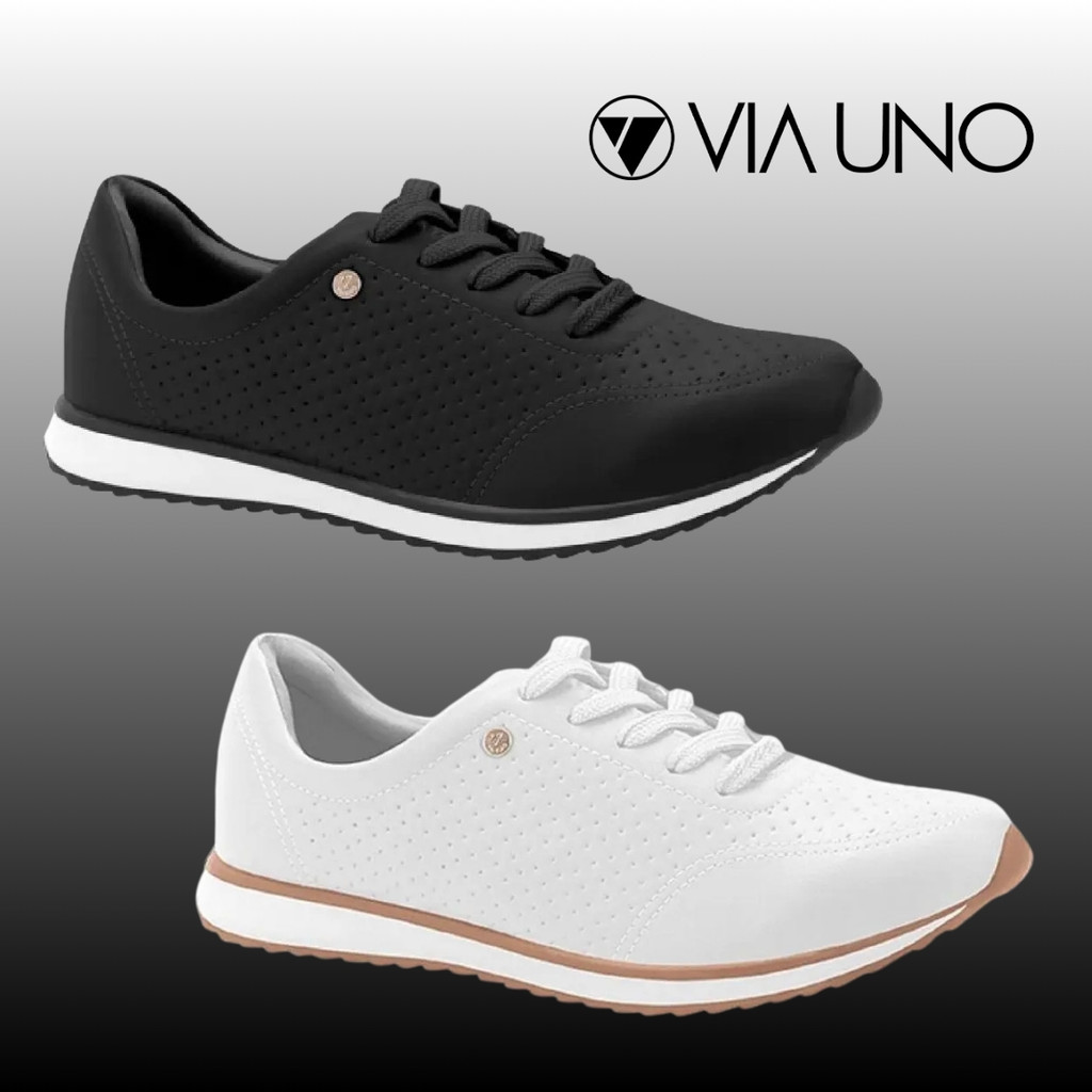Tênis Via Uno Feminino Original Retro Confortável Cadarço Moda Tênis Via Uno Feminino Original Retro Confortável Cadarço Moda