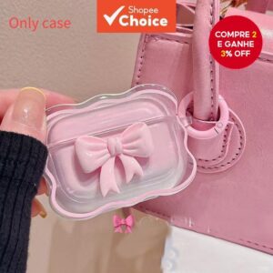 Capa Pink Bow AirPods Para 3/Pro 2-Macia Fone De Ouvido Bluetooth Com Design Fofo (Apenas) - Oferta na Shopee