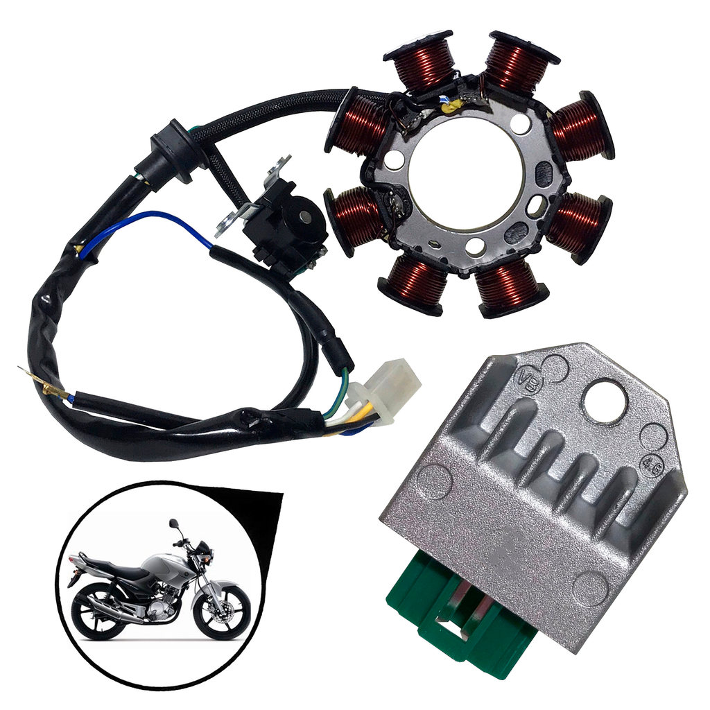 Estator + Regulador Retificador Yamaha Ybr 125 Factor 2009 Até 2010 Estator + Regulador Retificador Yamaha Ybr 125 Factor 2009 Até 2010
