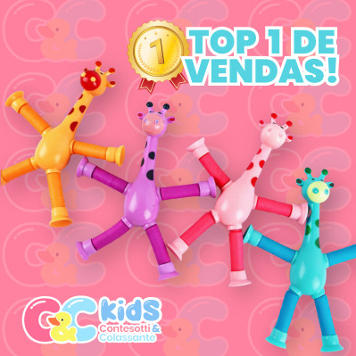 Girafas Flexíveis com Ventosa Pop Tube Brinquedo Infantil Estica e Puxa Girafas Flexíveis com Ventosa Pop Tube Brinquedo Infantil Estica e Puxa
