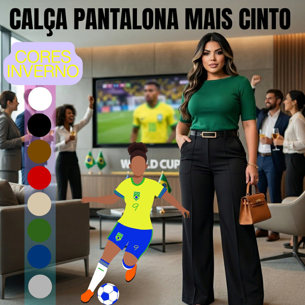Para Mulheres de Bom Gosto: Calça Pantalona ZR Social com Cinto Premium! Para Mulheres de Bom Gosto: Calça Pantalona ZR Social com Cinto Premium!