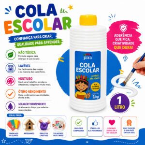 KIT 2/3/4/5/6  Colas Liquida Branca 1kg Escolar  PVA - Oferta na Shopee