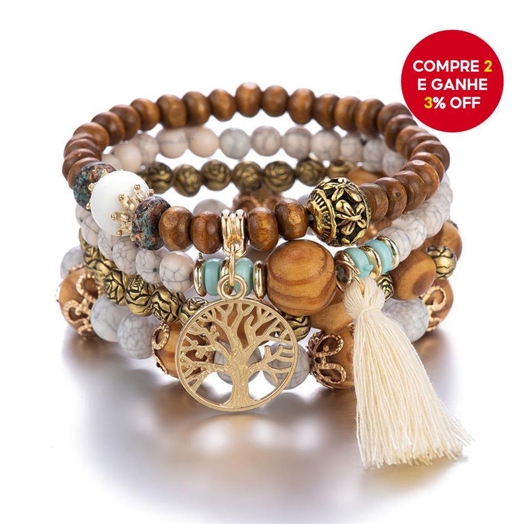 Pulseiras De Contas De Madeira Da Moda 4 Peças Estilo Boêmio Árvore Sorte Pingente De Borla Multicamadas Pulseiras De Contas De Madeira Da Moda 4 Peças Estilo Boêmio Árvore Sorte Pingente De Borla Multicamadas - Oferta na Shopee