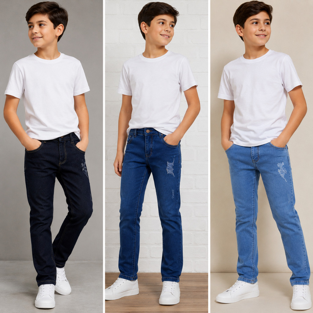 Calça masculina jeans do 08 ao 16 anos – Ideal para Meninos Calça masculina jeans do 08 ao 16 anos – Ideal para Meninos