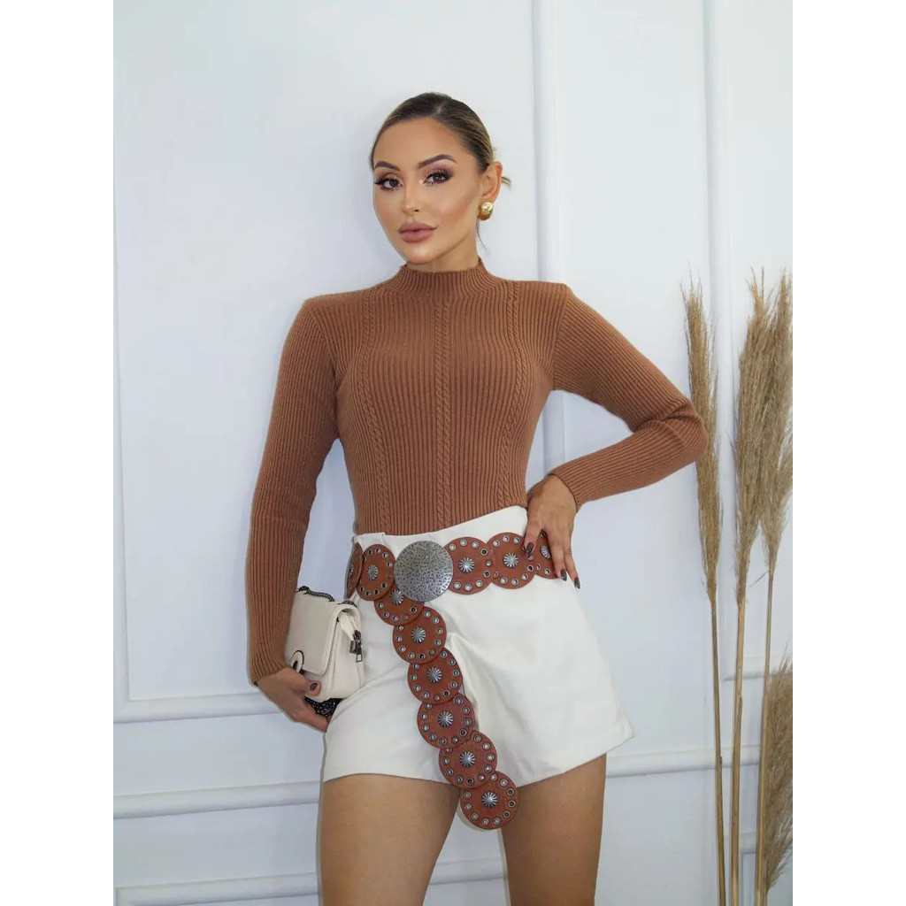 Blusa Modal Feminina Canelada Manga Longa Outono/inverno Blusa Modal Feminina Canelada Manga Longa Outono/inverno - Oferta na Shopee
