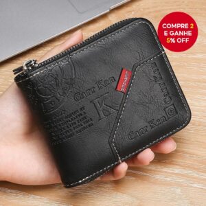 Carteira Curta Masculina Com Zíper Empresarial | Patchwork Elegante Jovem Multifuncional Bolsa De Bolso Para Moedas Pres - Oferta na Shopee
