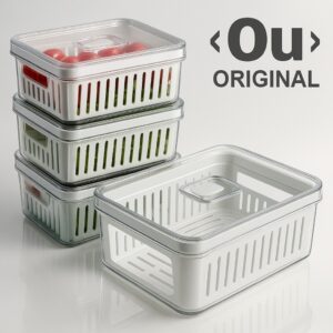 Kit Pote Organizador de Geladeira Com Escorredor Cesto Tampa Multiuso Alimentos Verdura Vegetais OU - Oferta na Shopee