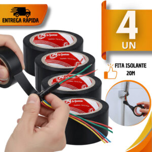 Conjunto Rolos Fitas Isolante Preta Com 20 Metros Antichama Fios Cabos Uso Domestico Qualidade Premium - Oferta na Shopee