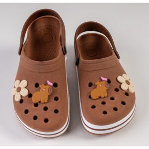 Sandalia babuche adulto e juvenil+botons capivara e flor leve confortavel antiderrapante - Oferta na Shopee