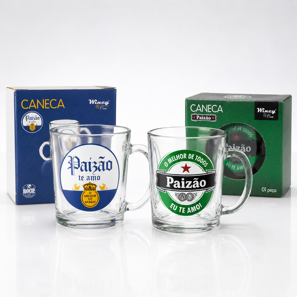 Caneca de Vidro Paizão 320ml Presente Dia dos Pais Melhor de Todos Com Caixa Caneca de Vidro Paizão 320ml Presente Dia dos Pais Melhor de Todos Com Caixa