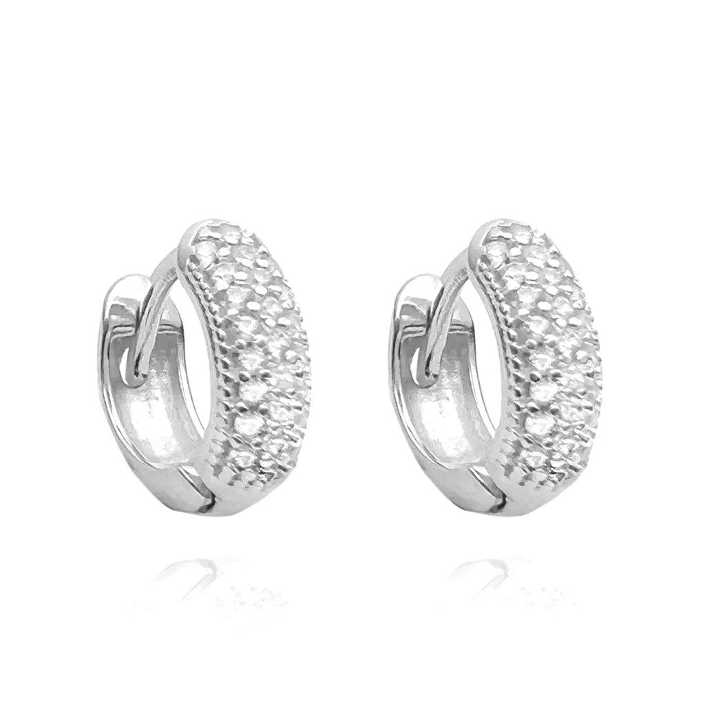 Brinco Argola Cravejado em Prata 925 Elegante, Antialérgico, Com Garantia de 1 Ano, Moda, Unisex, neymar ice masculino Brinco Argola Cravejado em Prata 925 Elegante