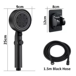 Chuveiro De Mão Kit Completo Conjunto De 3 Peças Ajustável Da Cabeça Preto Plástico  De Alta Pressão - Oferta na Shopee