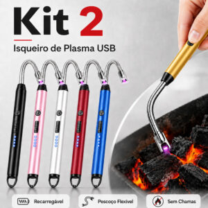 Kit 2 Acendedor Eletrônico Plasma Isqueiro USB Recarregável Ecológico Vela Fogão Camping - Oferta na Shopee