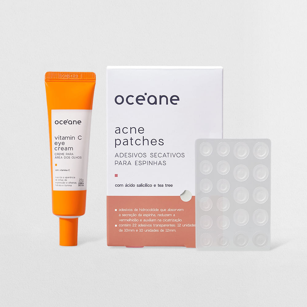 Kit Adesivos Antiacne + Creme para Área Dos Olhos com Vitamina C (2 Produtos) Kit Adesivos Antiacne + Creme para Área Dos Olhos com Vitamina C (2 Produtos)